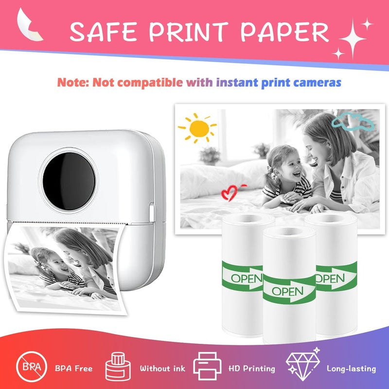 MIARALA 12 Rolls Mini Thermal Printer Sticker Paper, 57x25mm, High-Contrast Sticker Paper for Mini Pocket Printer, BPA-Free - Image 2